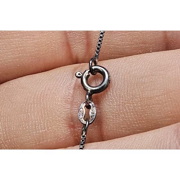 Vintage 925 Sterling Silver Green Topaz Pendant & 18" Box Chain [Heavy Tarnish] - Picture 5 of 7